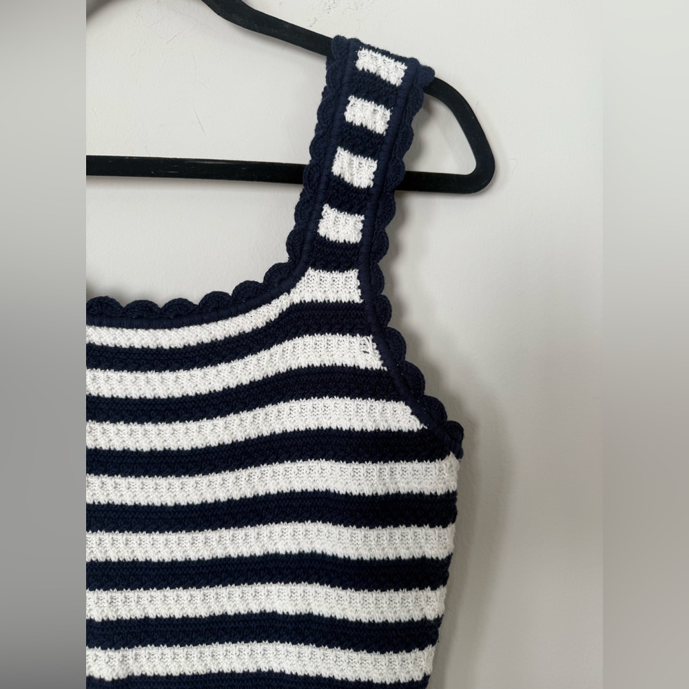 NWT Rails Lily Navy & White 100% Cotton Crochet Knit Stripe Euro-Summer Dress - Picture 8 of 12